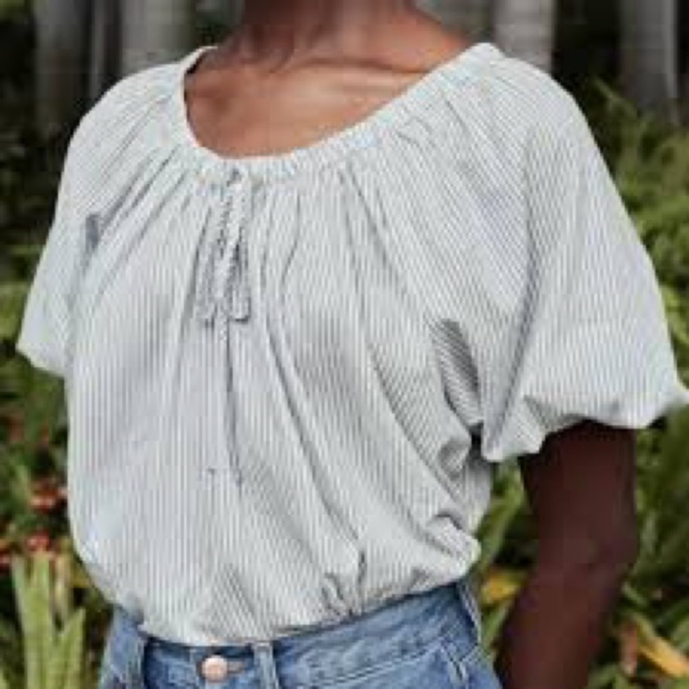 DÔEN Sia Top - Savoie Stripe - blue & white striped top - size xs - new wo tags